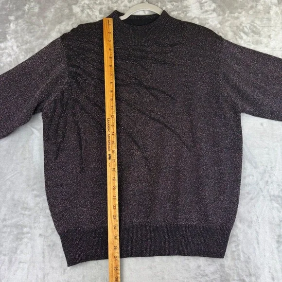 Dressbarn Metallic Sparkle Knit Sweater Mock Neck Black Womens 14/16 (1361) - Picture 9 of 10